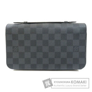 Louis Vuitton Zippy Damier Graphite Black Long Wallet Canvas